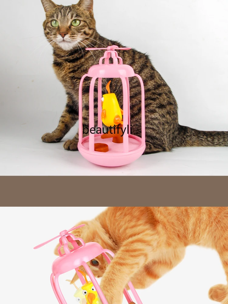 yj Sound Bird Cage Tumbler Cat Toy Automatic Funny Cat Self-Hi Relieving Stuffy Kittens Puzzle Cat Teaser