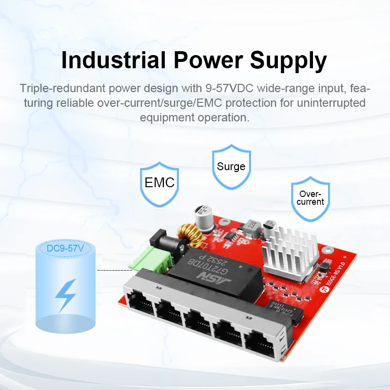 Imagen 4: Placa PCBA de Switch Industrial Gigabit Mini de 5 Puertos Sin Administración, Switch Ethernet Industrial de 1000Mbps PCBA Plug-and-Play