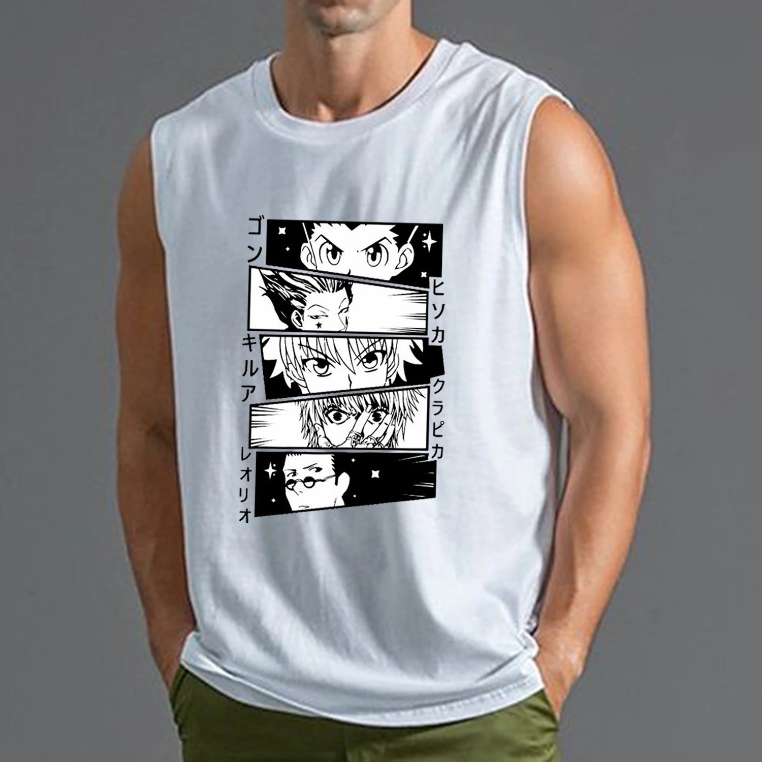 

Men's Vest Top Sleeveless T Shirt for Men Graphic Killua Zoldyck Gon Freecss Hunter X HunterCrew Neck Daily Sports Cap Sleeve