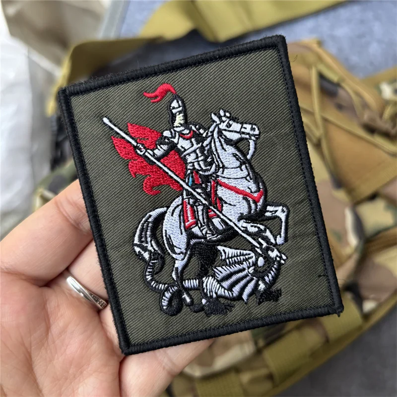 Parche táctico bordado Saint-Georges para ropa, insignia con velcro