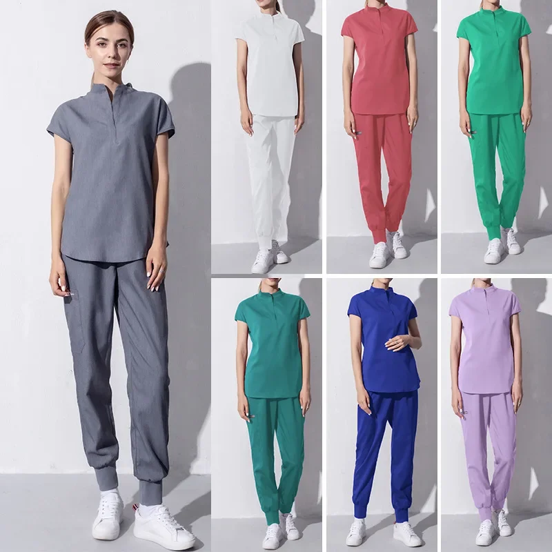 Short-sleeved hand washers nurse uniforms, women's split sets, oral dentistry, doctor overalls, men's elastic surgical uniforms