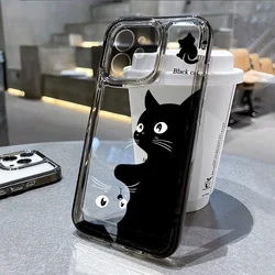 Cartoon Animal Cute Cat Phone Case For iPhone 13 Case iPhone 11 17 12 14 15 16 Pro Max XR 7 8 Plus SE Silicone Soft Clear Cover