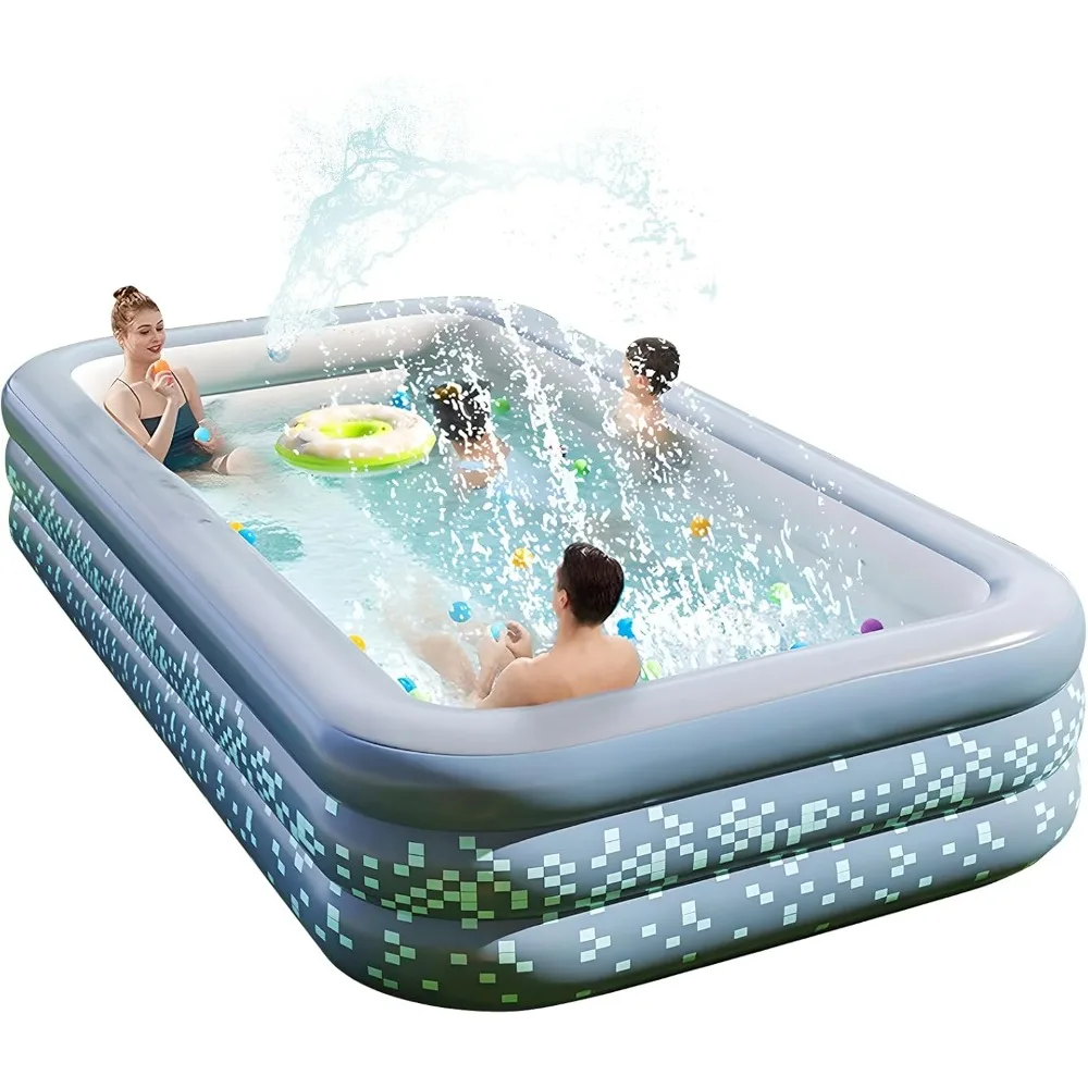 

Inflatable Swimming Pool with Filter Sprinkler 120"* 70"* 24" Extra Large Blow Up Family Pool with Built-in Pump New Upgrade