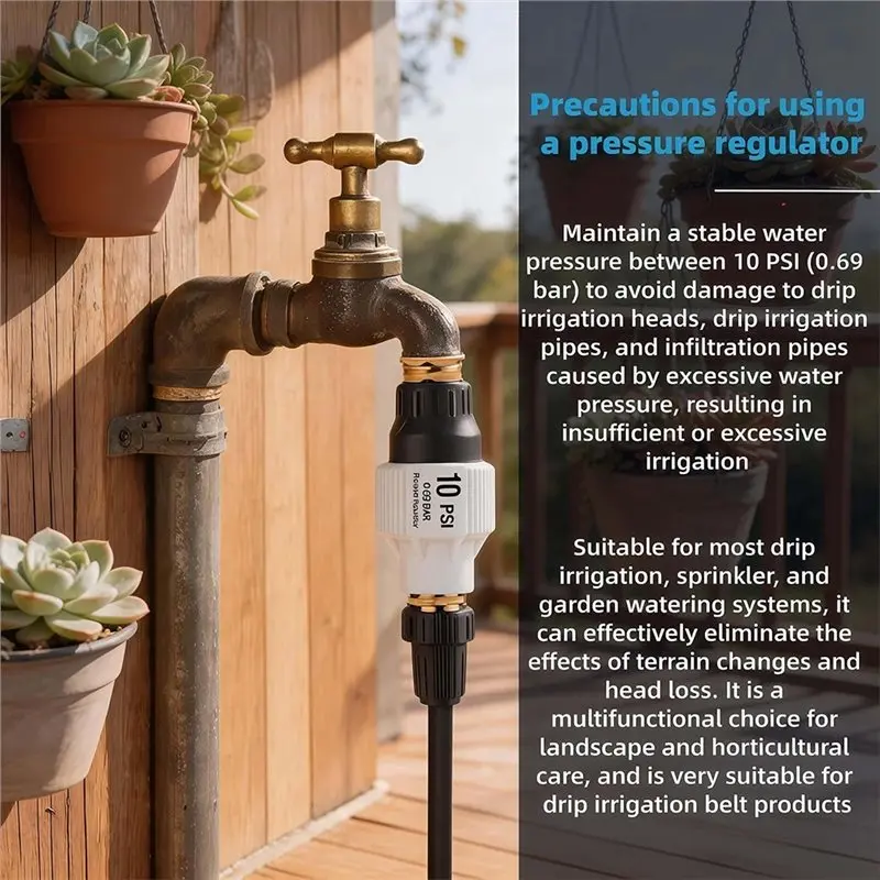 AT43-Garden For Lawn Drip Irrigation Pressure Regulator 10 PSI 3/4 Inch Female Thread Water Pressure Reducer System