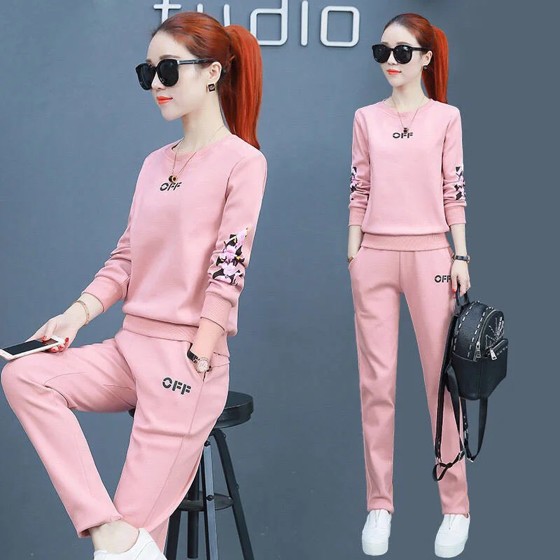 Women\'s Casual Sports Suit Fashion Spring Autumn 2024 New Loose Korean Style Long Sleeve Sweater Tops Pants Two Piece Set Ladie