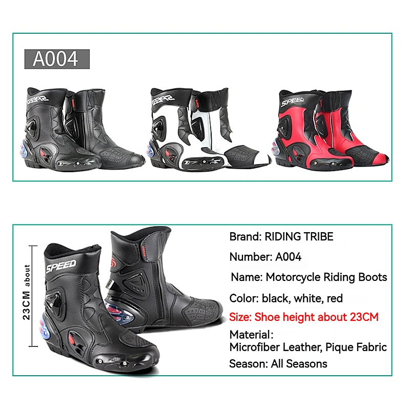 Riding Tribe Microfiber leather Motorcycle Boots Pro biker Speed