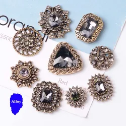 5pcs/bag KC Golden Bottom Top Grade Alloy+Glass Crystal Buckle,Retro Flower Plate Sew on Rhinestones for Diy Wedding Decoration