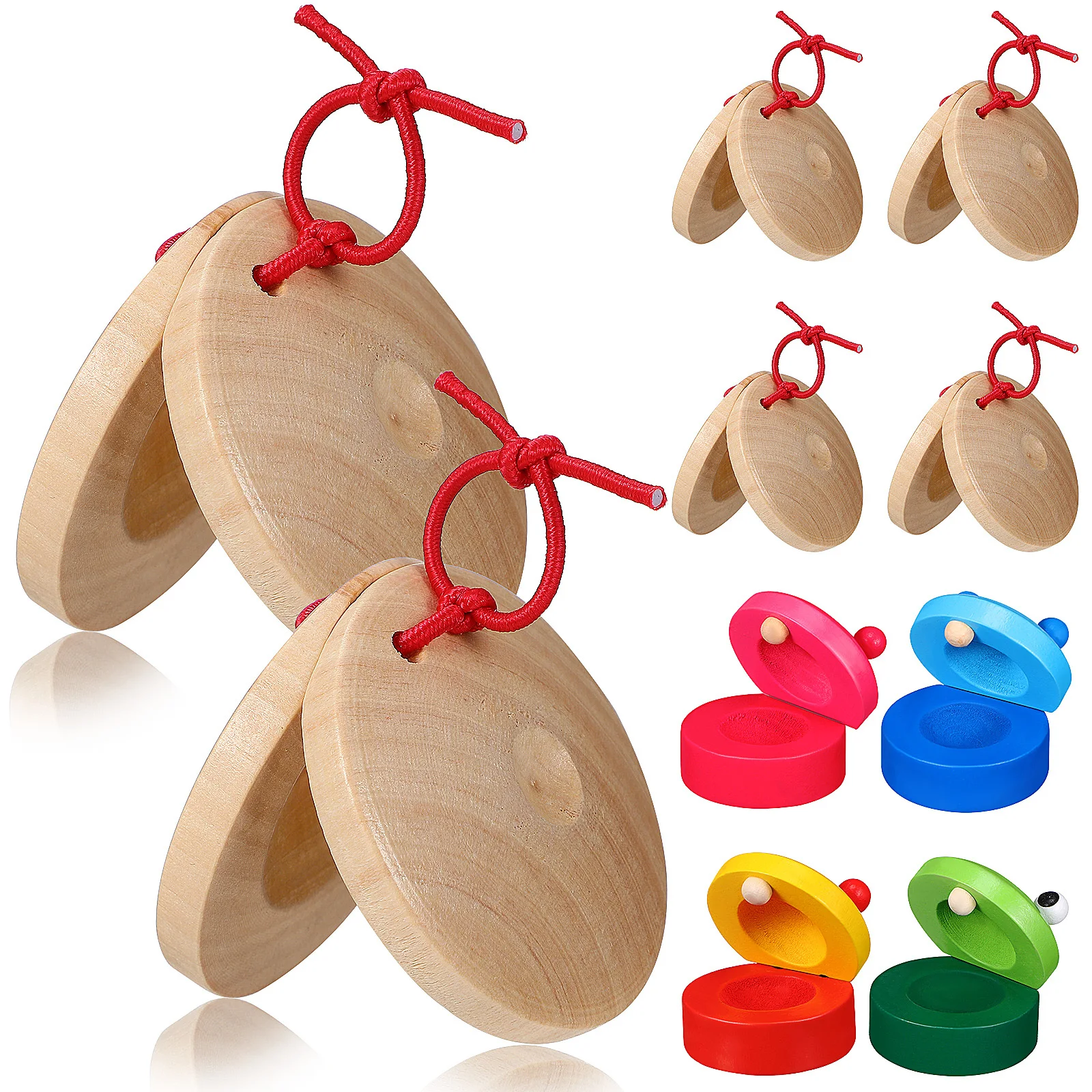 10 Stuks Kleurrijke Cartoon Castagnetten Houten Vinger Castagnet voor Kinderen Hand Oog Coördinatie Muziekinstrument Beginner Praktijk