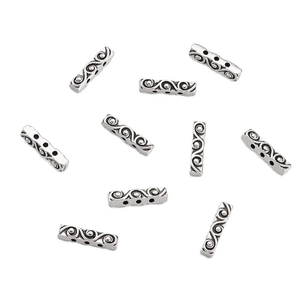 

Pandahall 20pcs Rectangle Antique Silver Color Tibetan Style Metal Bar Spacers Jewelry Charms Findings Bracelet Connectors