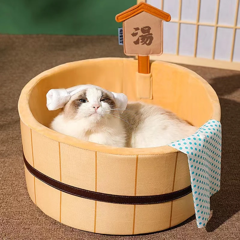 

45cm Dog Cat Bed Hot Spring Nest Bed Small Cats Dogs Cute Soup Cat Litter Kennel Washable Pet Beds For Puppy Cat Supplies