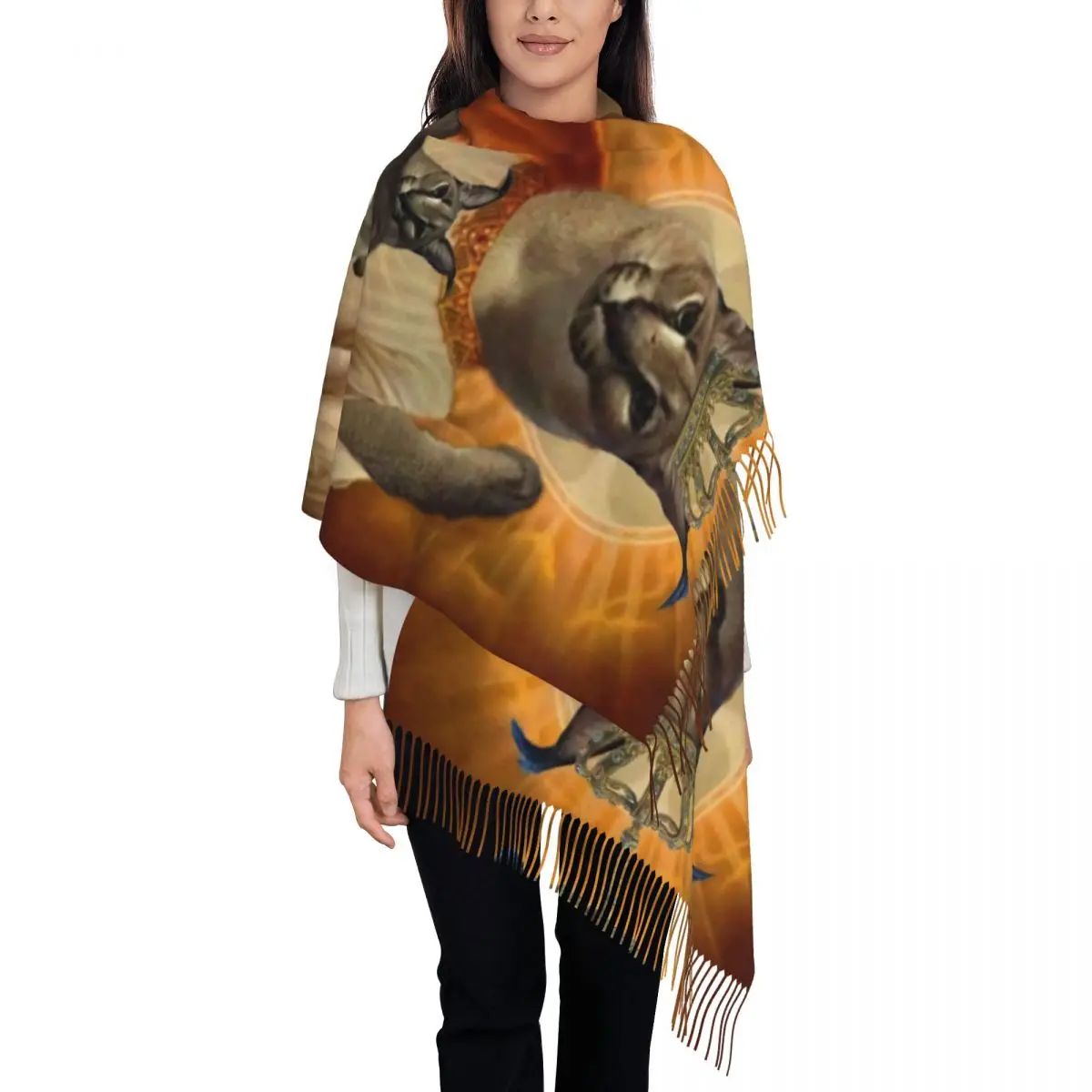 

Custom Print Jesus Saint Meme Big Floppa Scarf Women Men Winter Fall Warm Scarves Shawl Wrap