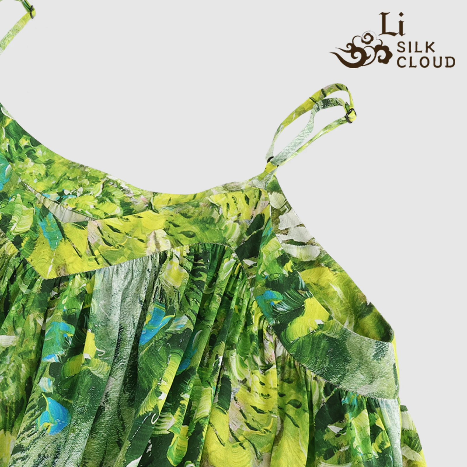 LI SILK CLOUD Robe Xiangyunsha Style bohème - Tissu en pure soie, drapé luxueusement lisse et fluide