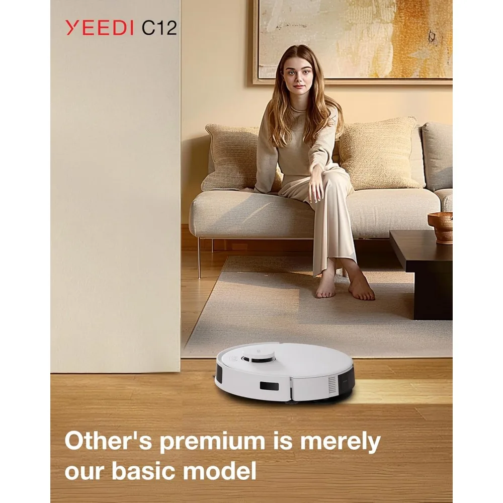 C12 Robot Vacuum Cleaner and Mop, 8000Pa Strong Suction, ZeroTangle Brush, Smart Navigation, Self-Charging, White