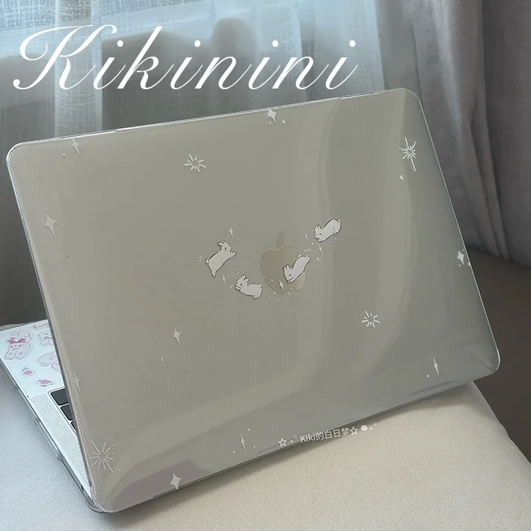 Cute Cartoon Rabbit Star Glitter Laptop Case For Macbook Air 13.6 M4 NEO 15 M3 Hard Cover For Mac Book Pro 13 M1M2 14 M4 M5 16