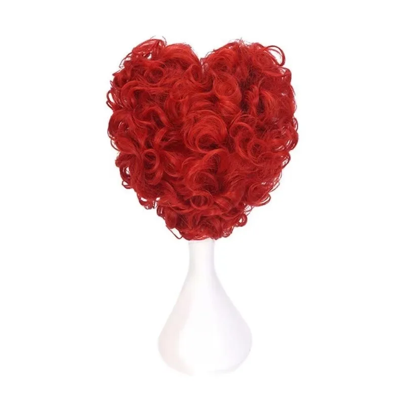 The Red Queen Cosplay Wig Cover Stage Play Perform Role Sweat Heart Curly Hair Film Alice Through The Looking Glass Role Wig