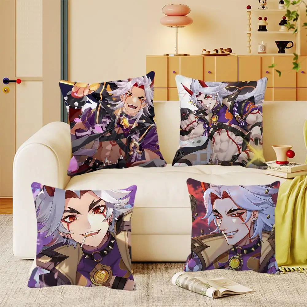 

Game Genshin Impact Arataki Itto Pillow Case Square Pillow Bedroom Sofa Leisure Comfort Cushion Car Home Decoration