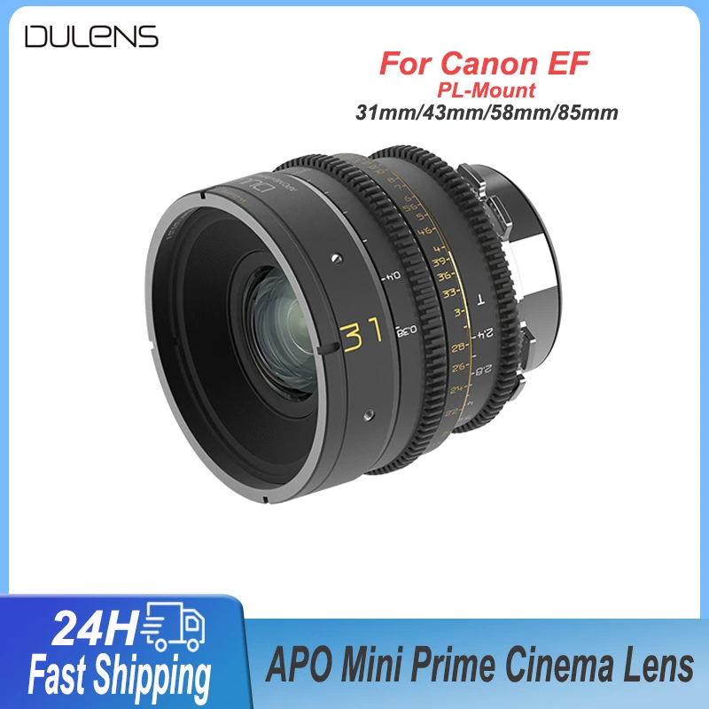 

DULENS 31mm 43mm 58mm 85mm T2.4 APO Mini Prime Cinema Lens Full Frame Manual Focus Large Aperture Lenses For Canon EF PL Camera