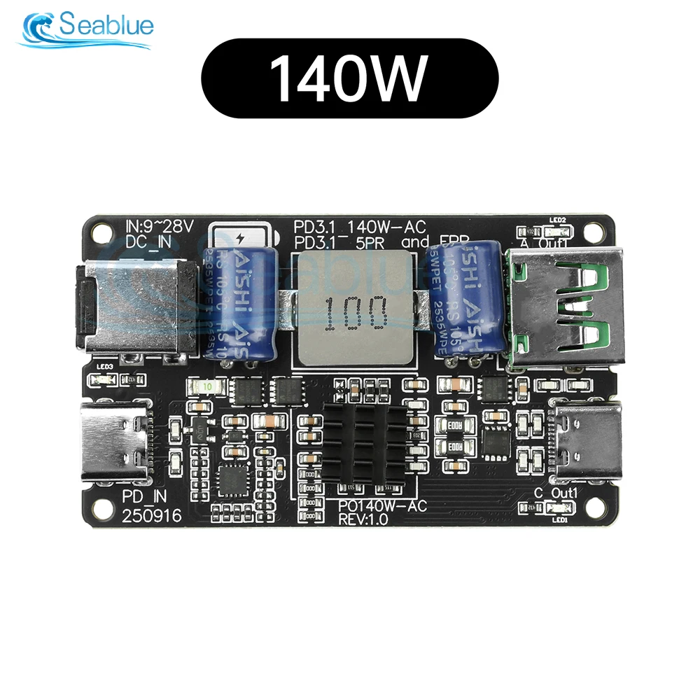 وحدة شحن سريعة PD140W من النوع C USB 2 منافذ مع بروتوكولات شاحن سريع PD/QC/AFC/FCP/SCP تدعم الشحن متعدد الأجهزة