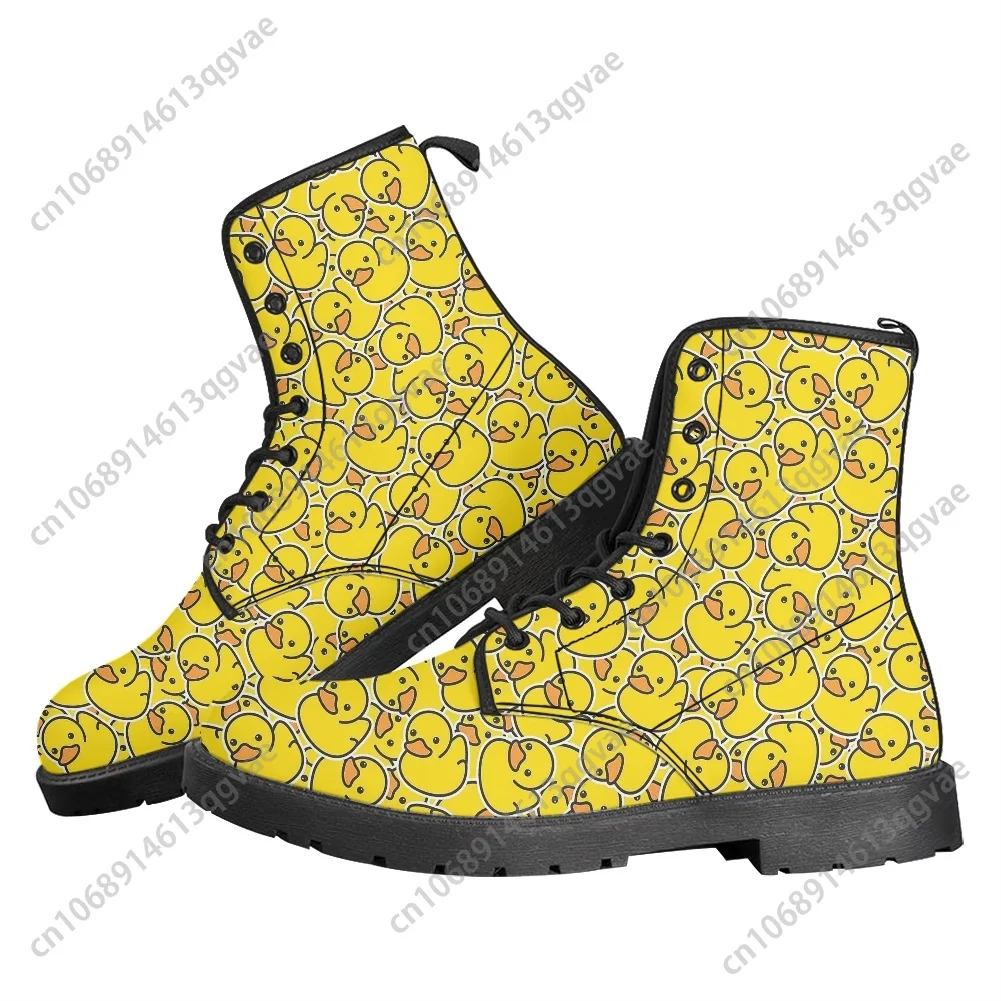 Yellow Duck Pattern Boots Mens Womens Teenager Shoes Casual Boot Outdoor Light High Quality Couple Print on Demand Custom Shoe