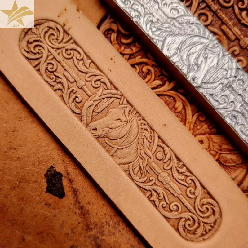Ferramenta de Estampagem em Couro 3D com Cabeça de Cavalo, Molde de Estampagem para Cintos com Padrão de Galhos, Ferramenta de Artesanato em Couro para Esculpir e Modelar