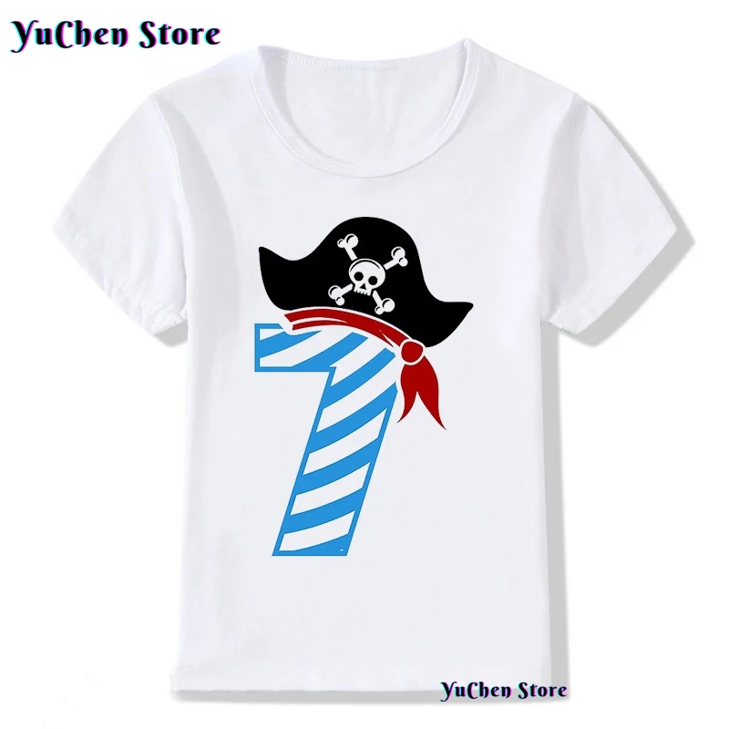 Happy Birthday Skull Pirate 5 6 7 Year Old Graphic T-shirts Boy T-shirt Boys-Clothing Kids Clothes Girls Shirts Children T-shirt