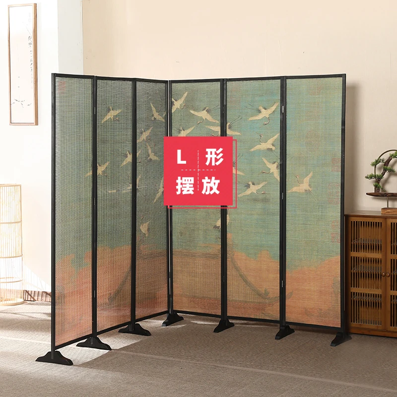 

solid wood Chinese folding retro screen mobile folding screen decorative partition living room divider screen 파티션 wood panel