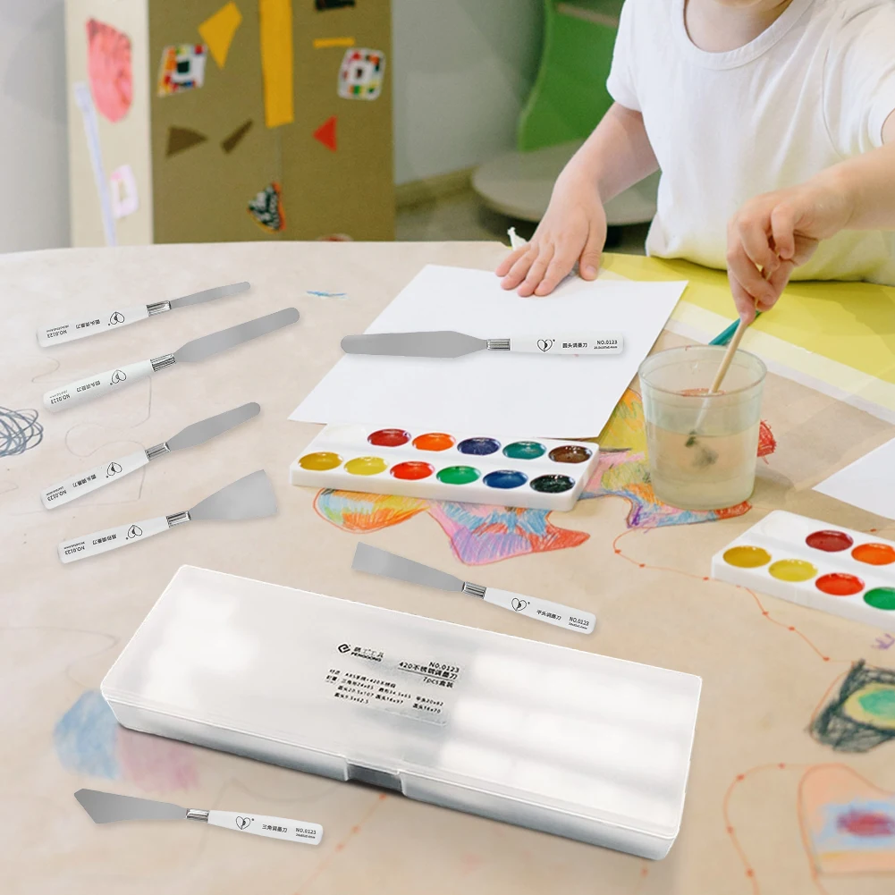 7 шт. нож для масляной живописи, мастихин из нержавеющей стали, шпатель для художника, масляная краска, металлические ножи, художественная гуашь, скребок для рисования краской