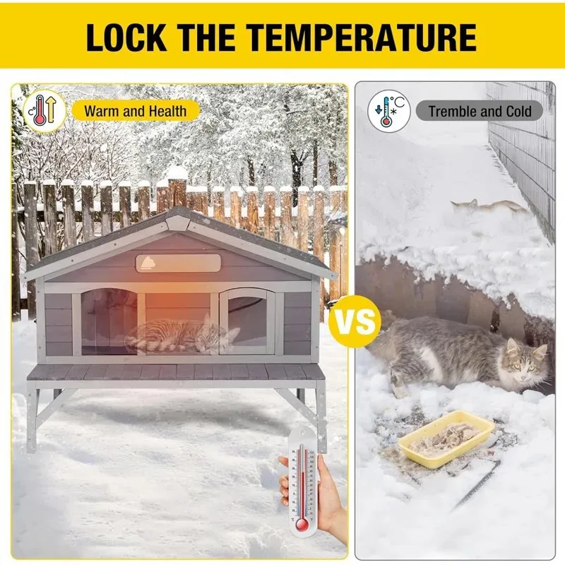 Sarang kucing luar ruangan, multifungsi, lemari, insulasi termal, pelindung dari dingin, pelindung dari goresan, kayu solid.