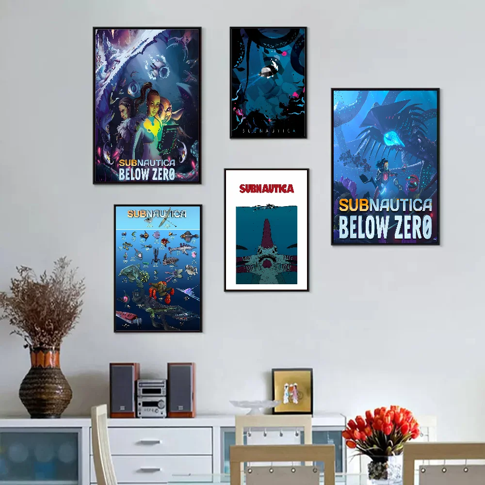 S-Subnauticas Game Movie Sticky Posters Vintage Room Home Bar Cafe Decor Room Wall Decor