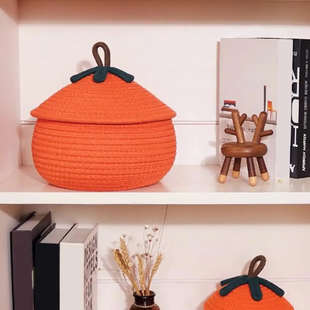 Cotton Rope Basket Spooky Halloween Woven Pumpkin Basket Capacity Organizer for Toys Snacks Candy Versatile Decorative Storage