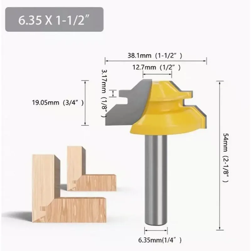 Coltello da tenone da 45 gradi giunzione durevole fresa per la lavorazione del legno scanalatura testa per macchina utensile con taglio liscio 1 pz