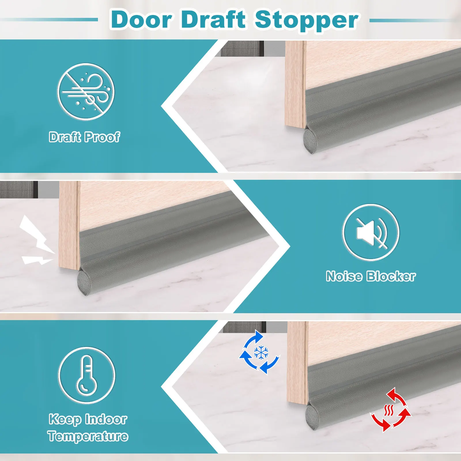 96 سنتيمتر مسودة الباب سدادة الباب السفلي شريط عازل قابل للتعديل من جانب واحد تحت الباب مشروع مانع مكافحة الرياح الباردة الحد من الضوضاء #4