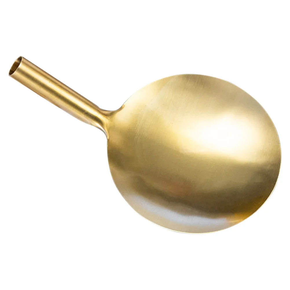 

Copper Tofu Scoop Large Shallow Pudding Spoon Practical Ergonomic Handle Easy Clean Multi Use Kitchen Gadget Tofu Spoon