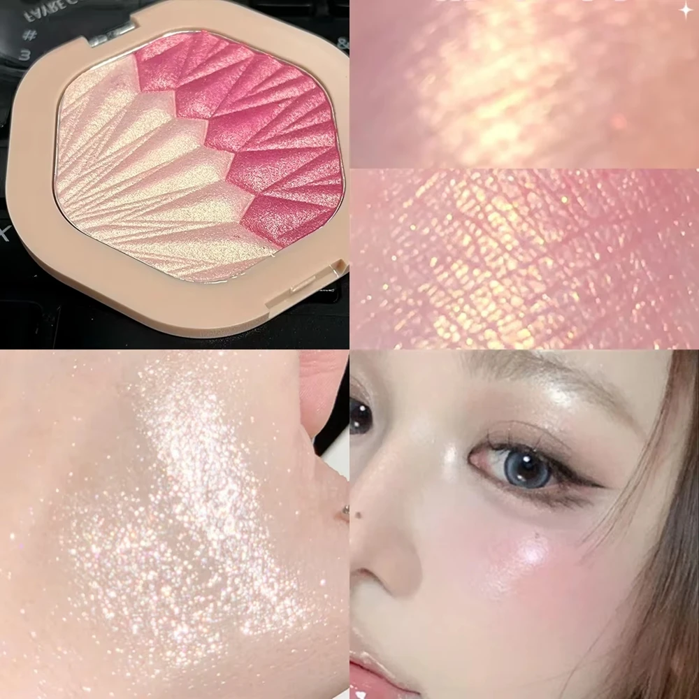 Paleta de rubor de 2 colores 2 en 1 sombra de ojos crema de contorno cara mejilla rubor crema maquillaje brillo resaltar maquillaje Multicolor rubor