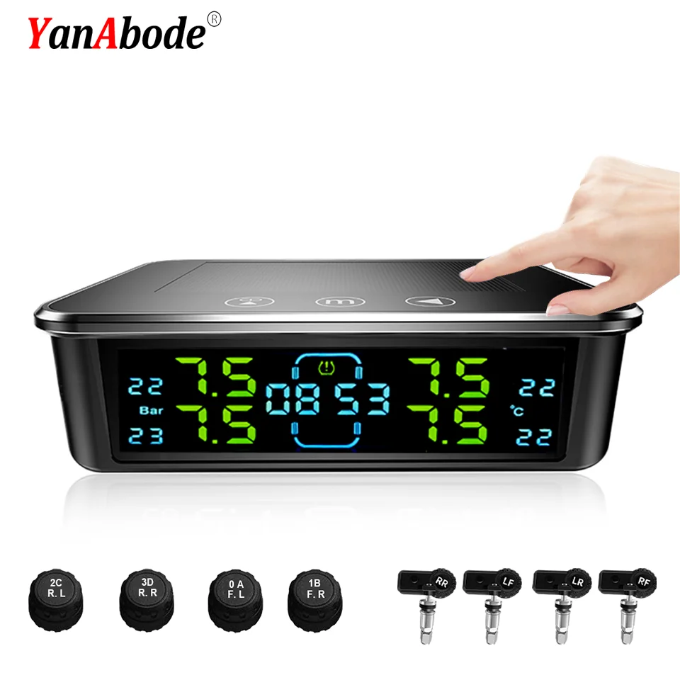 Système de surveillance de la pression des pneus de voiture TPMS, affichage numérique solaire, pression et température des pneus, système d'alarme de sécurité automobile