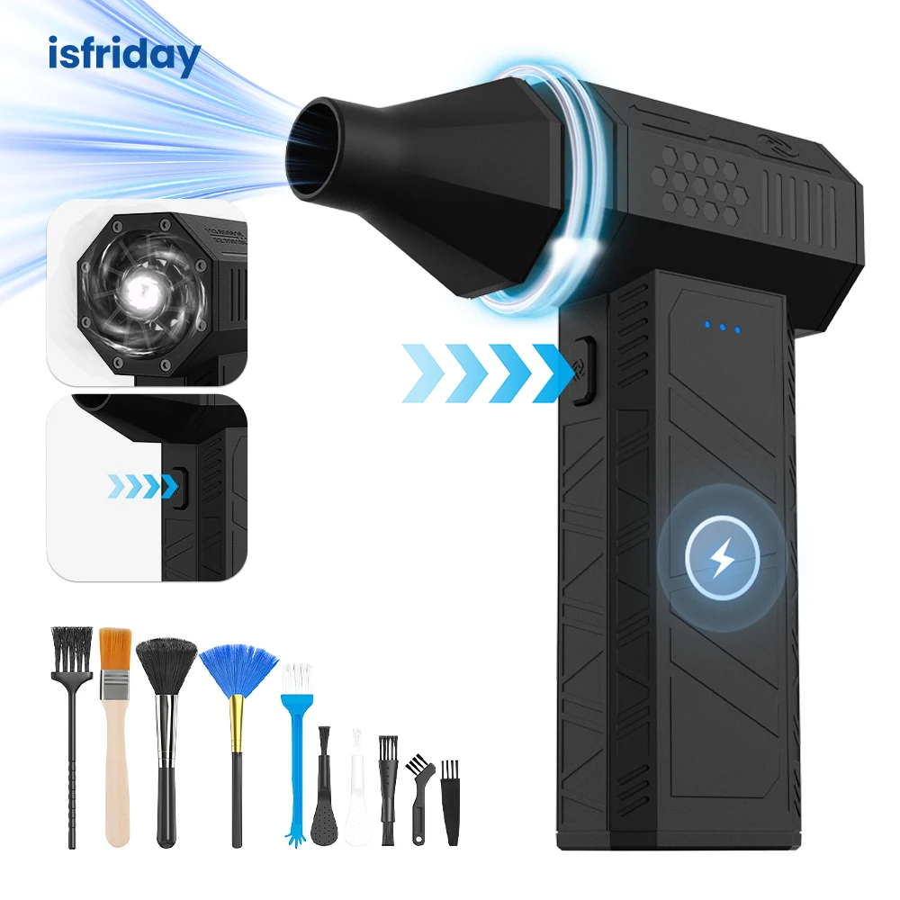 

110000RPM Car Electric Air Duster X3 Mini Turbo Violent Fan with 3 Speeds Rechargeable Super Jet Dry Blower for Truck Keyboard