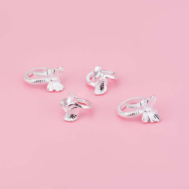 S999 Full silver Ginkgo Biloba separated bead butterfly run ring loose bead DY braided rope bracelet bracelet beaded accessories