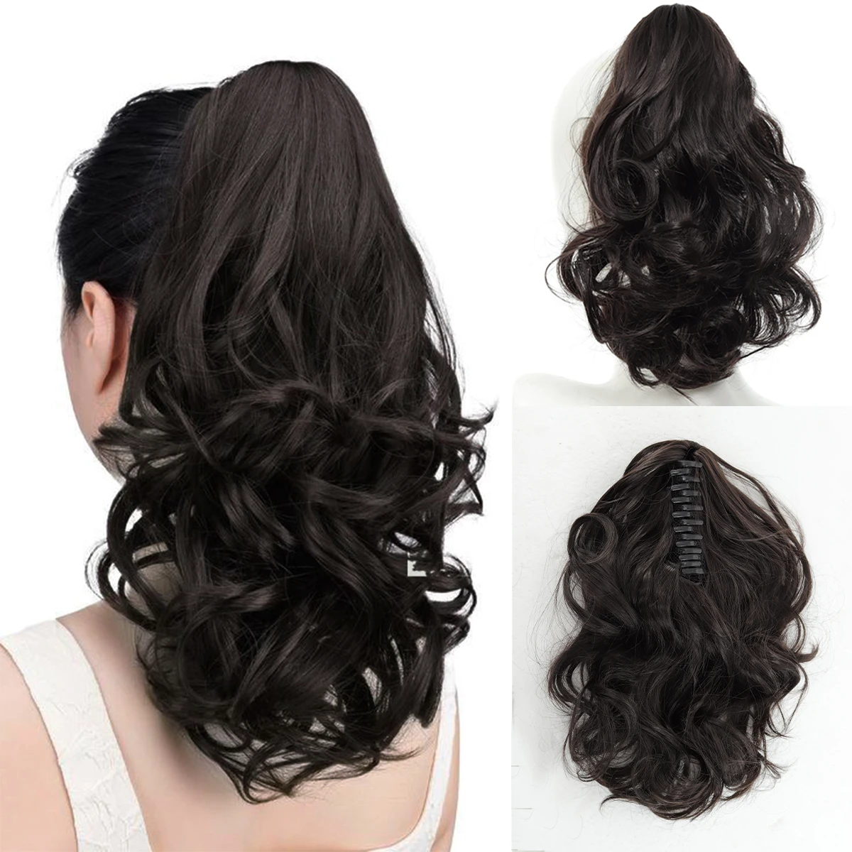 

Короткий вьющийся синтетический парик с хвостиком на клипсе, натуральный завитый наращивание волос, искусственный хвост, зажим на женский хвост