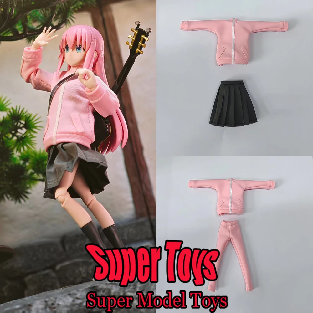 

1/12 Scale Female Soldier Clothes Set BOCCHI THE ROCK Gotoh Hitori Pink Coat Pants Fit 6-inches Action Figure Model Doll