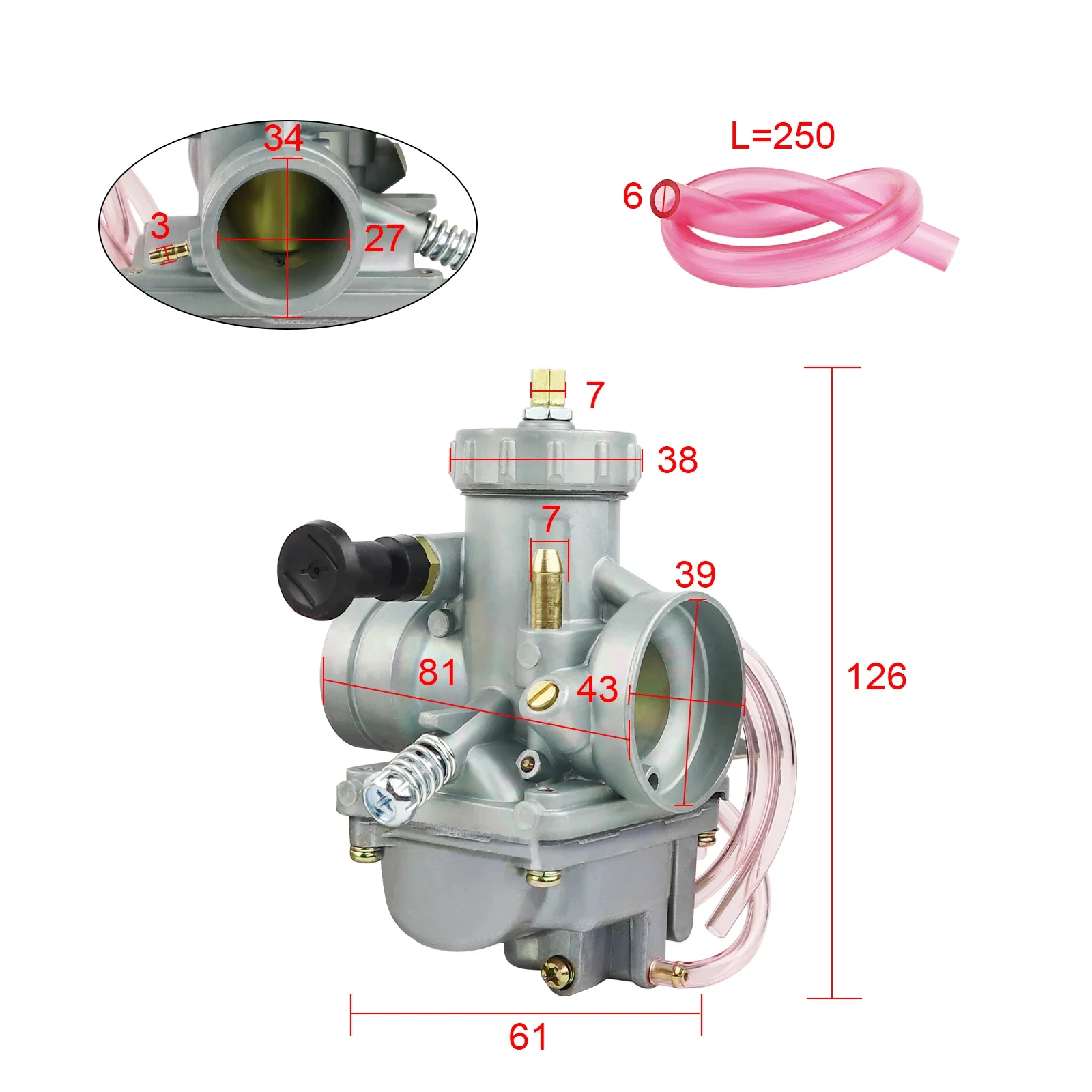 28mm Motorcycle Carburetor for Yamaha DT125 DT175 DT100 Blaster 200 YFS200 TTR125 YZ80 Big Wheel 200 RT100 Suzuki RM65 RM80 RM85