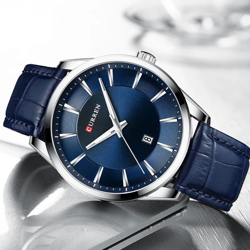 CURREN 8365 ساعات كوارتز للرجل بسيط عادية مقاوم للماء حزام من الجلد التقويم كلاسيكي رجال الأعمال ساعة الموضة reloj hombre