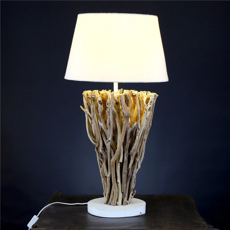 Handmade wooden table lamp Floor lamp Bed and breakfast Restaurant Cafe Rotten wood branches Decorative lamps