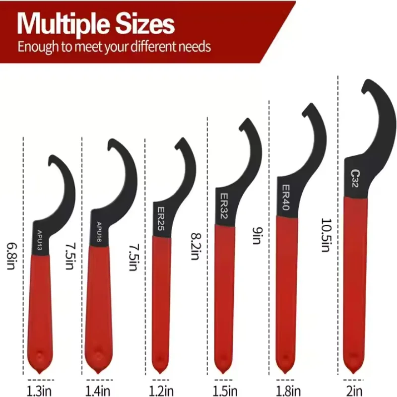 6PCS Coilover Spanner Wrench Set, Coilover Wrench, C-Shape Spanner Wrench, Shock Spanner Hook Wrench Tools