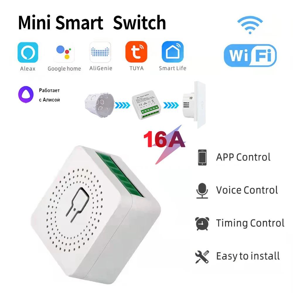 Modulo relè interruttore intelligente WiFi 16A Smart Life/Tuya App Control Funziona con Alexa Google Home 1 Gang 1/2 Way
