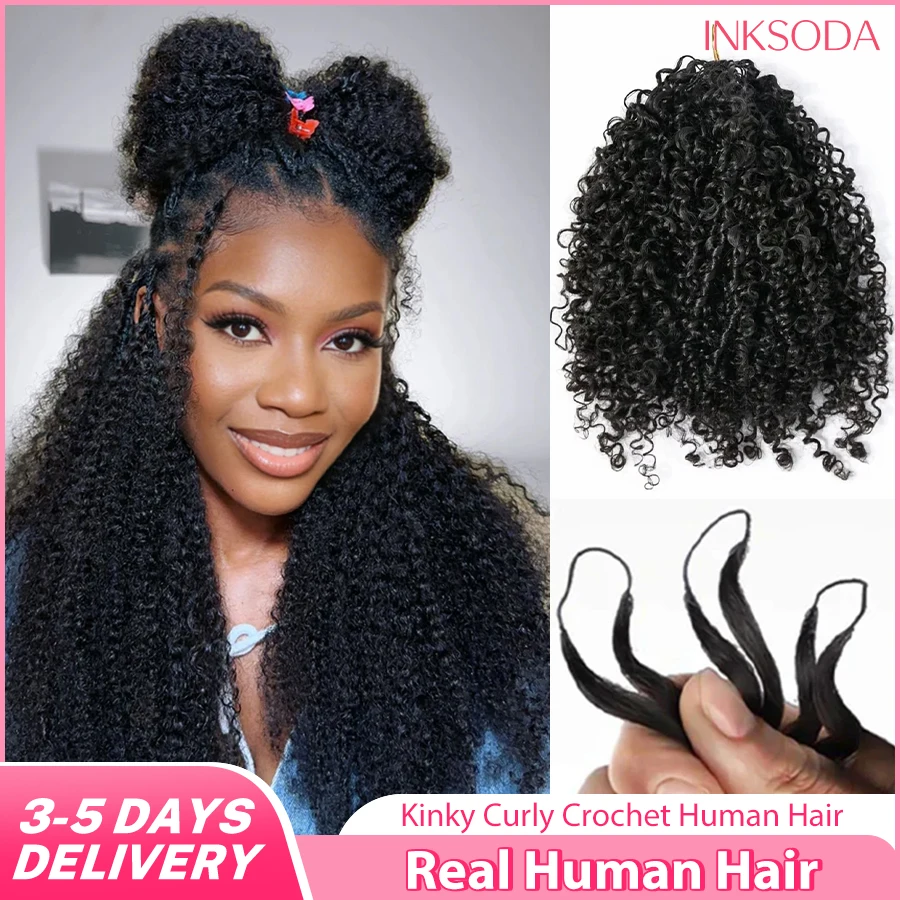 Afro Kinky Curly Pre-Separated Crochet Hair Extensions Knotless Burmese Curly Feather Crochet Human Hair Extensions For Women