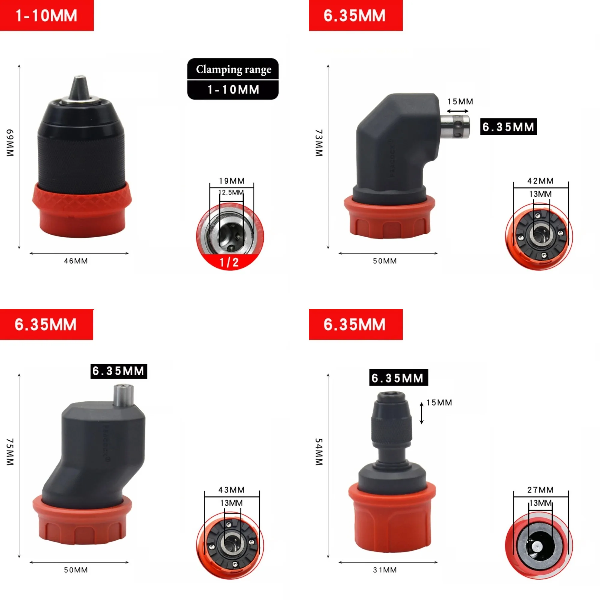 หัวจับสว่านแบบชาร์จไฟแบบไร้แปรงพร้อมระบบปลดเร็วสำหรับดอกสว่านหกเหลี่ยมขนาด 6 35 มม. ออกแบบมาเพื่อใช้งานร่วมกับสว่านไฟฟ้าหลากหลายรุ่น