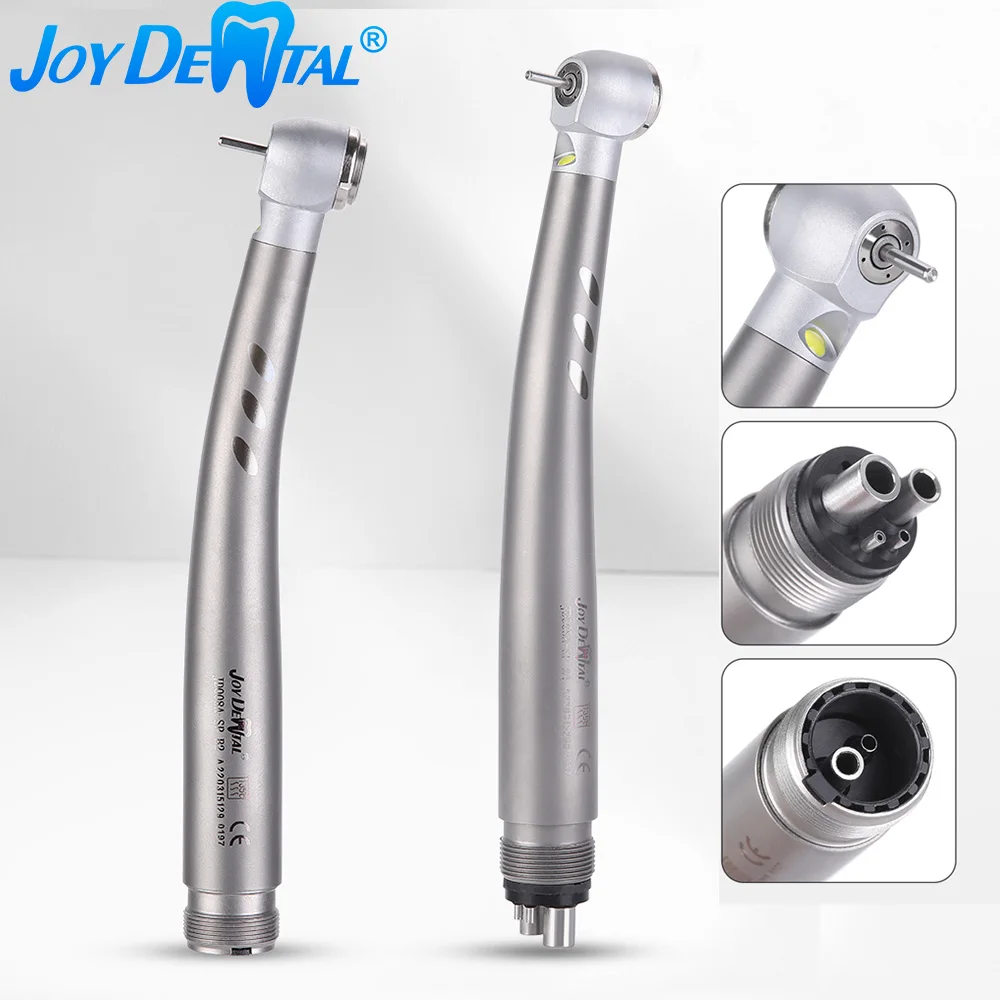 JOY Dental LED Handpiece Integrate E-generator High Speed Ceramic Bearing Standard Head Push Button 4 Water Spray 2/4 Holes