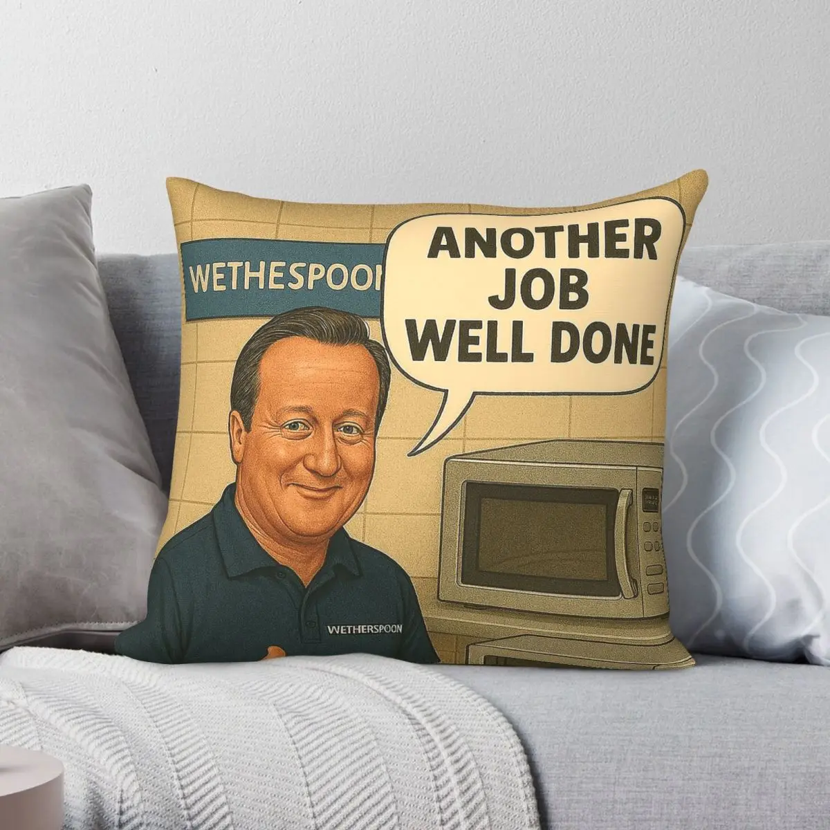 David Cameron Working At Wetherspoons Square Pillowcase Polyester Linen Velvet Pattern Zip Decor Throw Pillow Home Cushion Cover