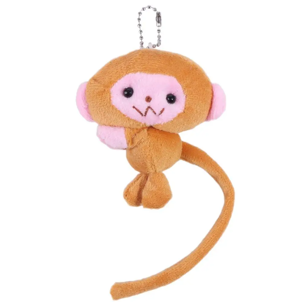 Long Tailed Monkey Doll Key Chain Bag Charm Stuffed Animal Monkey Pendant Cartoon PP Cotton Plush Monkey Kid Gift