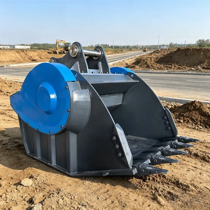 Excavator Crusher Bucket Crusher Bucket 0.7m³ Capacity High Strength Steel  for 19-22t Excavator Quarry Mining Projects Custom